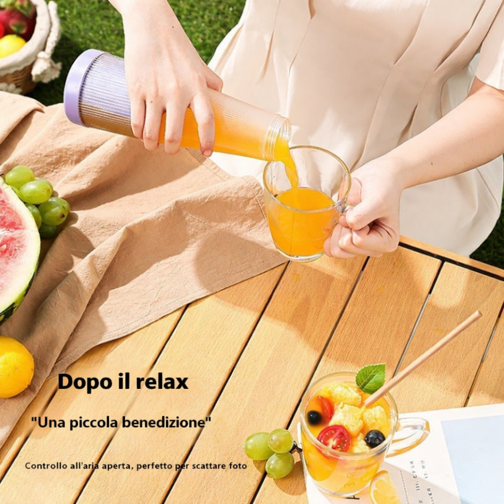 Frullatore e Spremiagrumi Portatile Elettrico Versione 1.0–Frullato e Succo Fresco Ovunque in Pochi Secondi